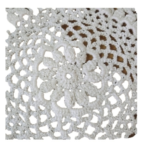 Handmade Crochet Lace Doily White Floral Round Table Mat 13" Cotton Vintage Art - Picture 3 of 17